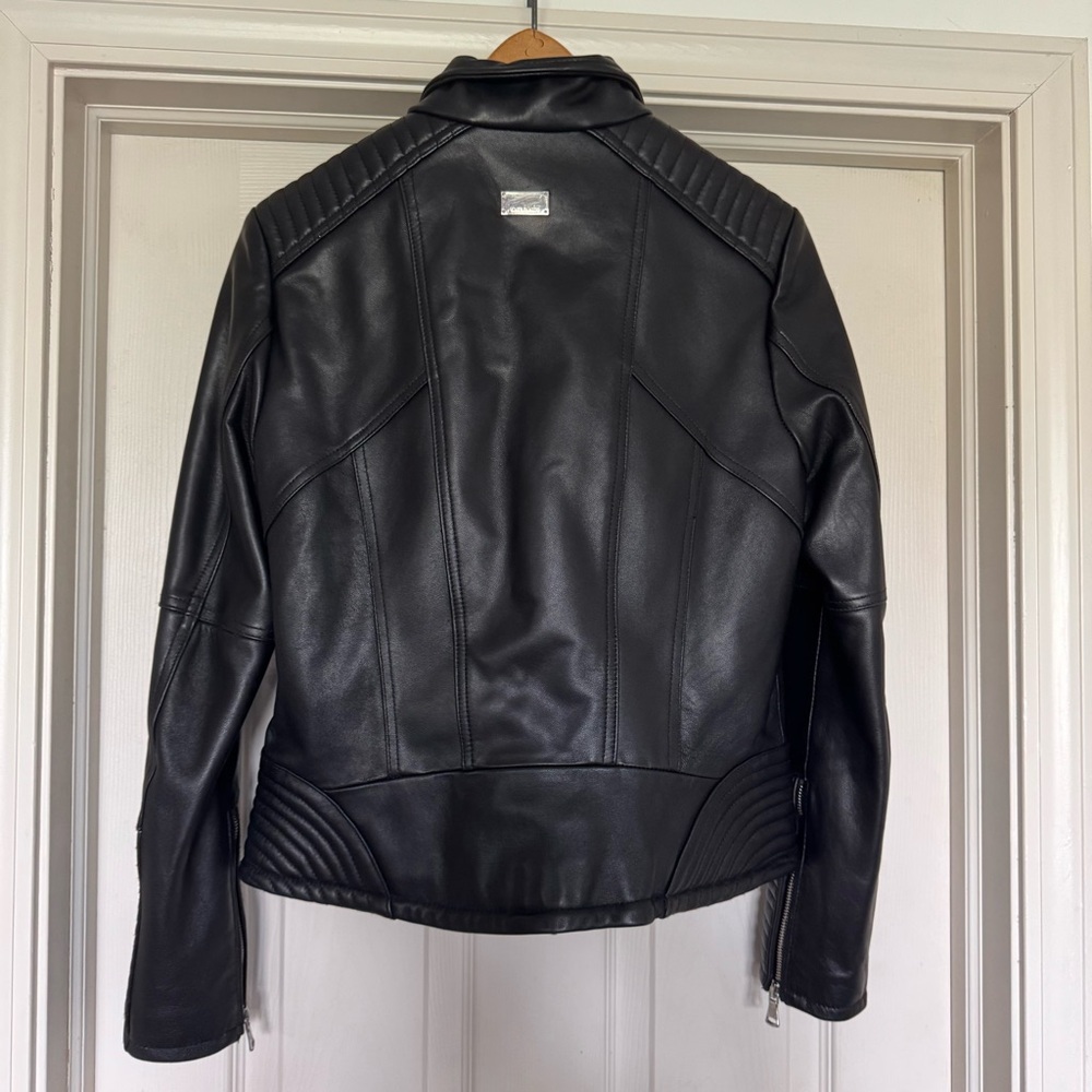 Women's Black Leather Jacket - Picture 3 of 11